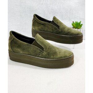 Frankie Segal Womens Green Suede Leather Slip On‎ Sneakers Round Toe Size 36